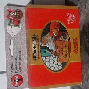 NIB 2deck Coke playing cards & tin